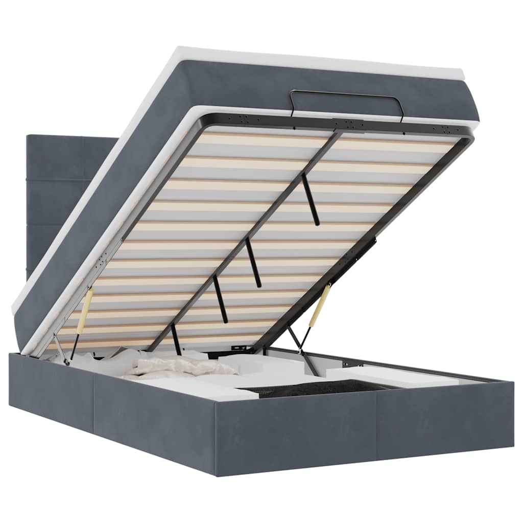 Ottoman bed met matrassen 120x200cm fluweel donkergrijs is nu te koop bij PeponiXL, paradijselijk wonen!