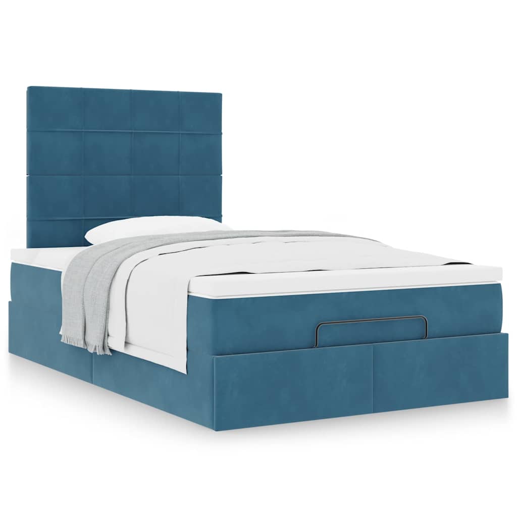 Ottoman bed met matrassen 120x200cm fluweel donkerblauw is nu te koop bij PeponiXL, paradijselijk wonen!