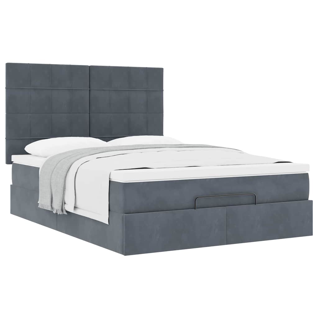 Ottoman bed met matrassen 140x190cm fluweel donkergrijs is nu te koop bij PeponiXL, paradijselijk wonen!
