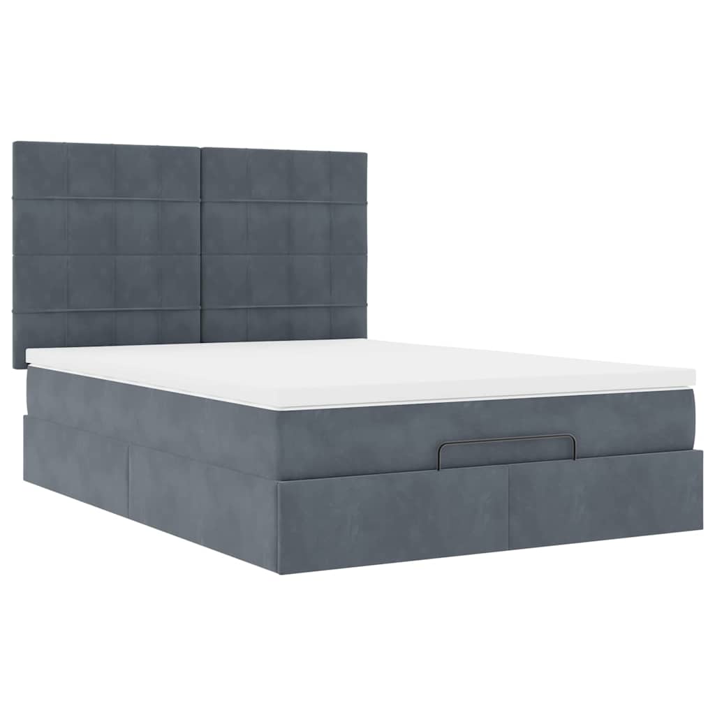 Ottoman bed met matrassen 140x190cm fluweel donkergrijs is nu te koop bij PeponiXL, paradijselijk wonen!