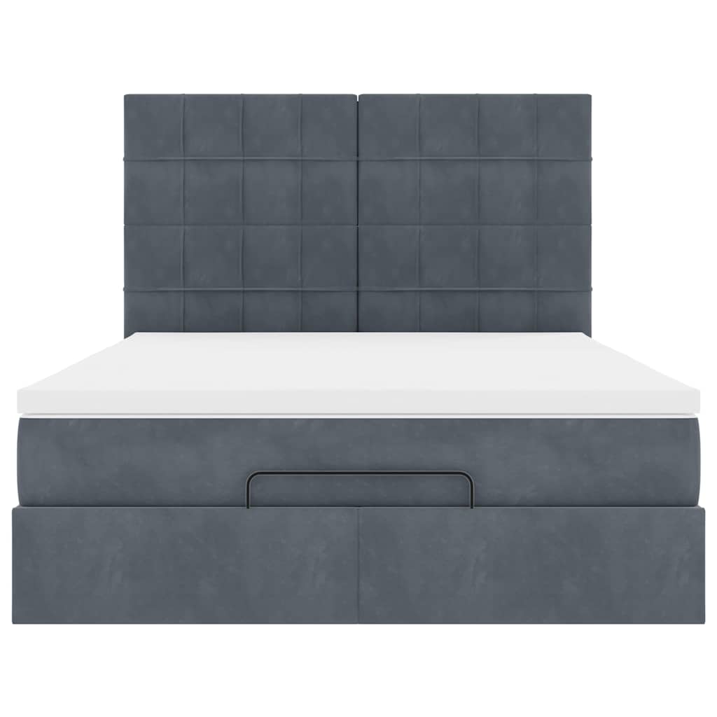 Ottoman bed met matrassen 140x190cm fluweel donkergrijs is nu te koop bij PeponiXL, paradijselijk wonen!