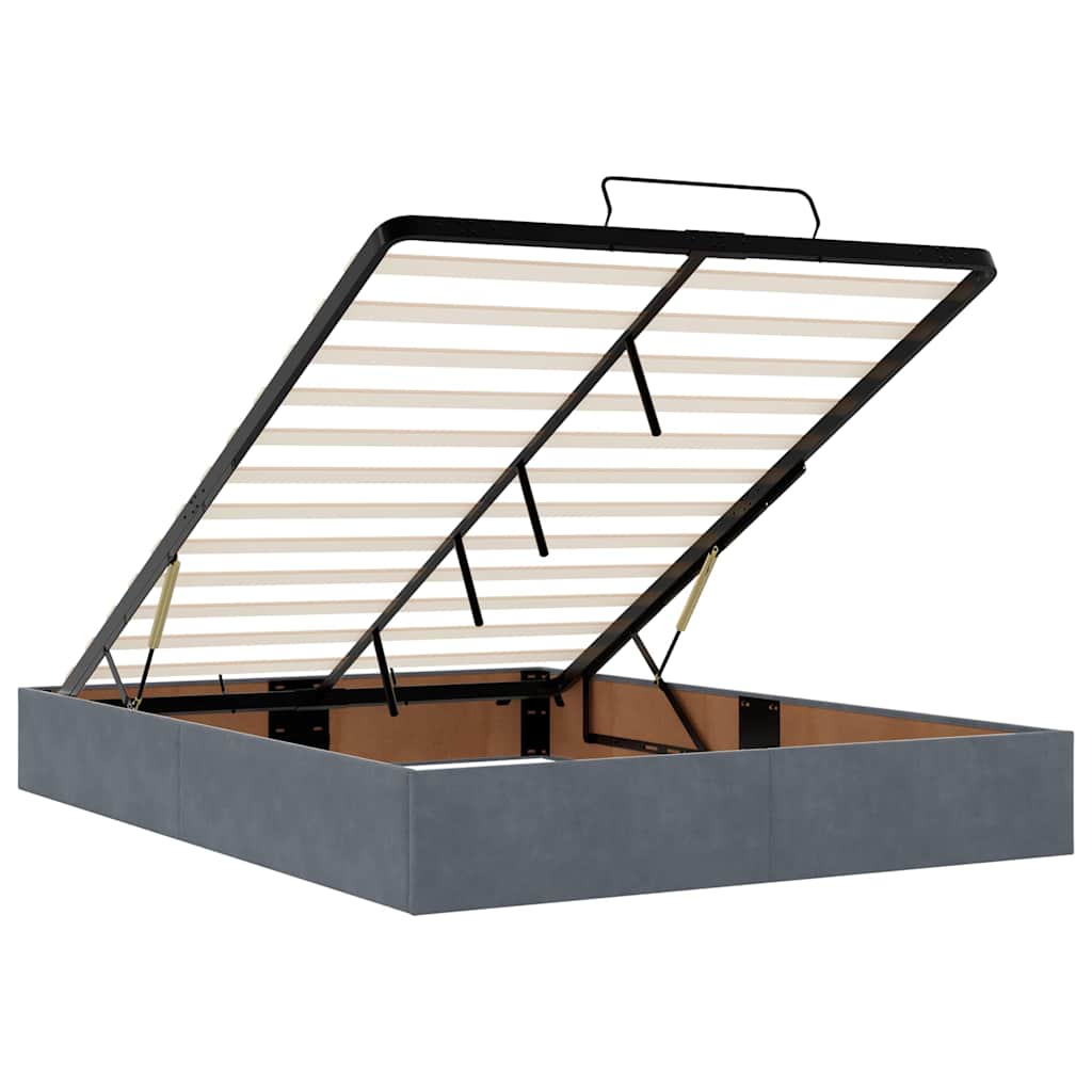 Ottoman bed met matrassen 140x190cm fluweel donkergrijs is nu te koop bij PeponiXL, paradijselijk wonen!