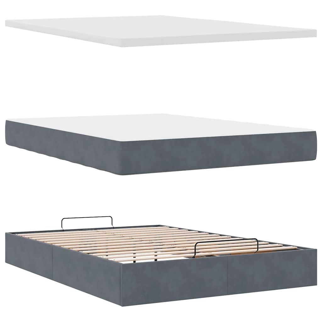 Ottoman bed met matrassen 140x190cm fluweel donkergrijs is nu te koop bij PeponiXL, paradijselijk wonen!