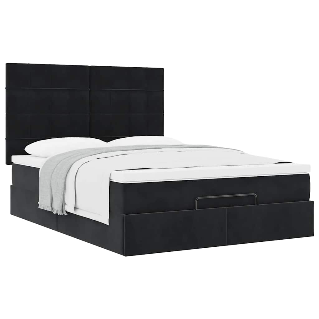 Ottoman bed met matrassen 140x190cm fluweel zwart is nu te koop bij PeponiXL, paradijselijk wonen!
