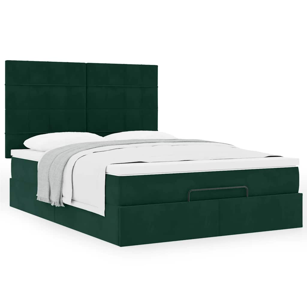 Ottoman bed met matrassen 140x190cm fluweel donkergroen is nu te koop bij PeponiXL, paradijselijk wonen!