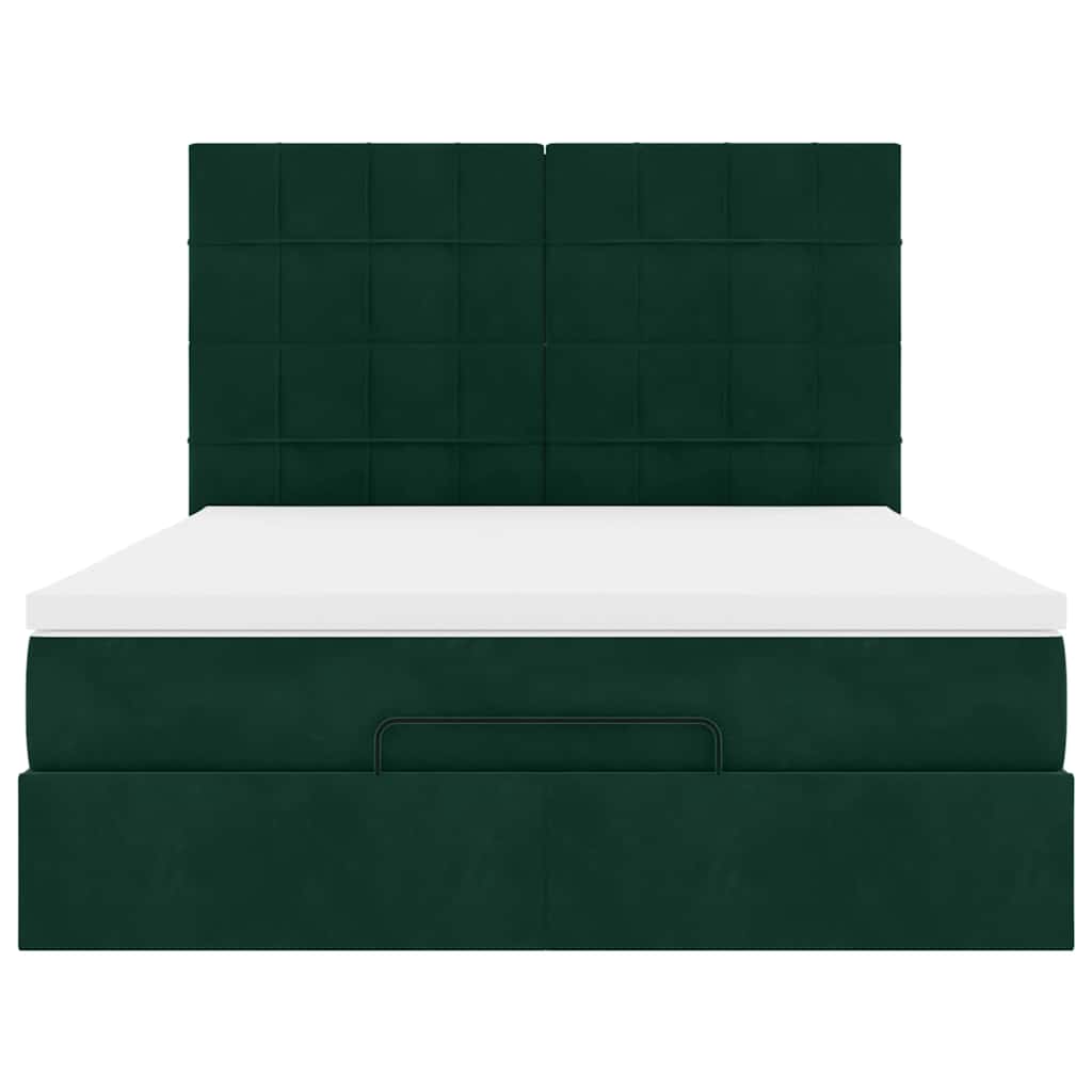 Ottoman bed met matrassen 140x190cm fluweel donkergroen is nu te koop bij PeponiXL, paradijselijk wonen!