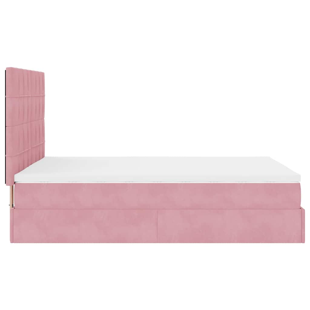 Ottoman bed met matrassen 140x190cm fluweel roze is nu te koop bij PeponiXL, paradijselijk wonen!
