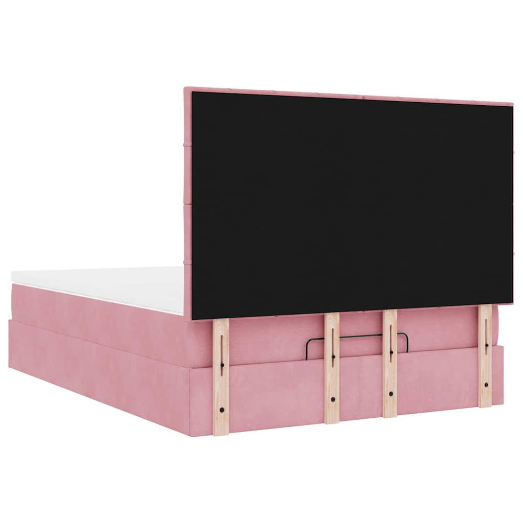 Ottoman bed met matrassen 140x190cm fluweel roze is nu te koop bij PeponiXL, paradijselijk wonen!