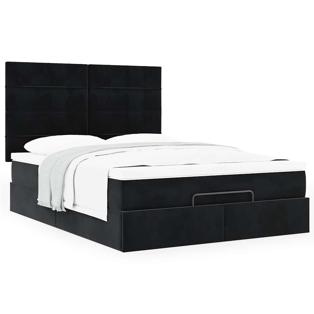 Ottoman bed met matrassen 140x200cm fluweel zwart is nu te koop bij PeponiXL, paradijselijk wonen!