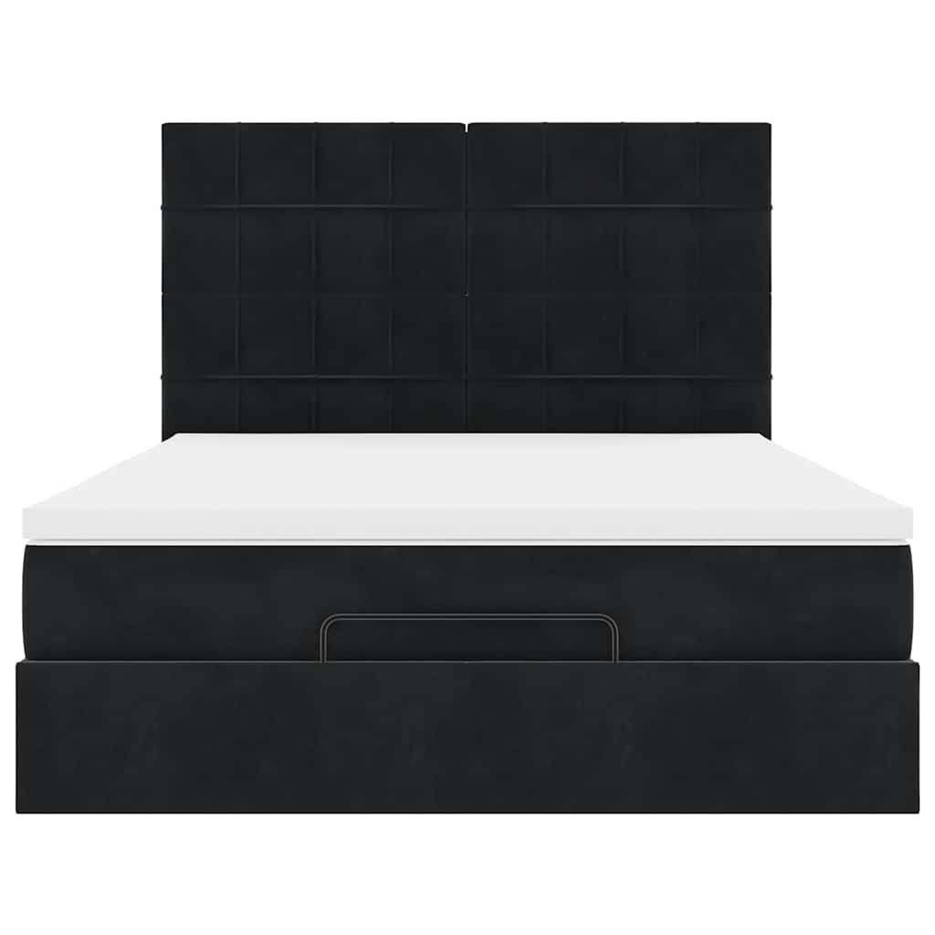 Ottoman bed met matrassen 140x200cm fluweel zwart is nu te koop bij PeponiXL, paradijselijk wonen!