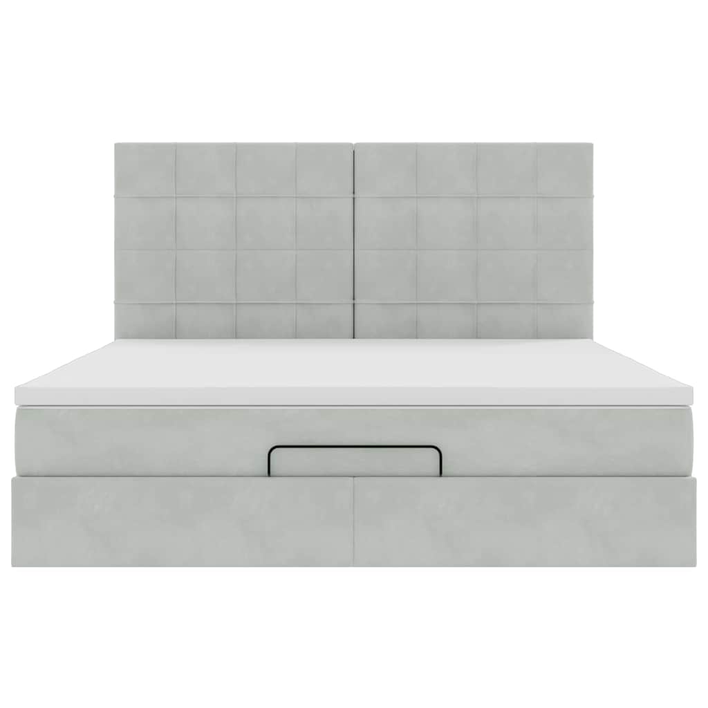 Ottoman bed met matrassen 160x200cm fluweel lichtgrijs is nu te koop bij PeponiXL, paradijselijk wonen!