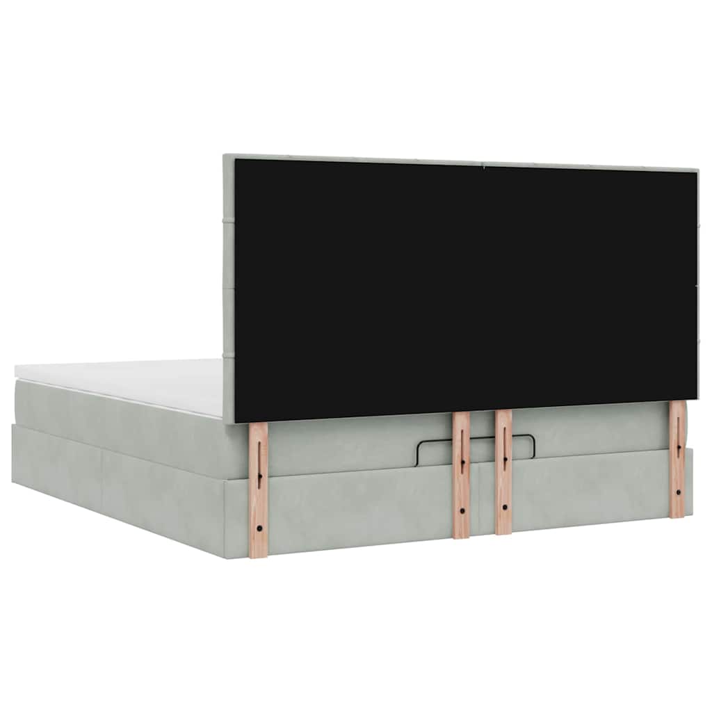 Ottoman bed met matrassen 160x200cm fluweel lichtgrijs is nu te koop bij PeponiXL, paradijselijk wonen!