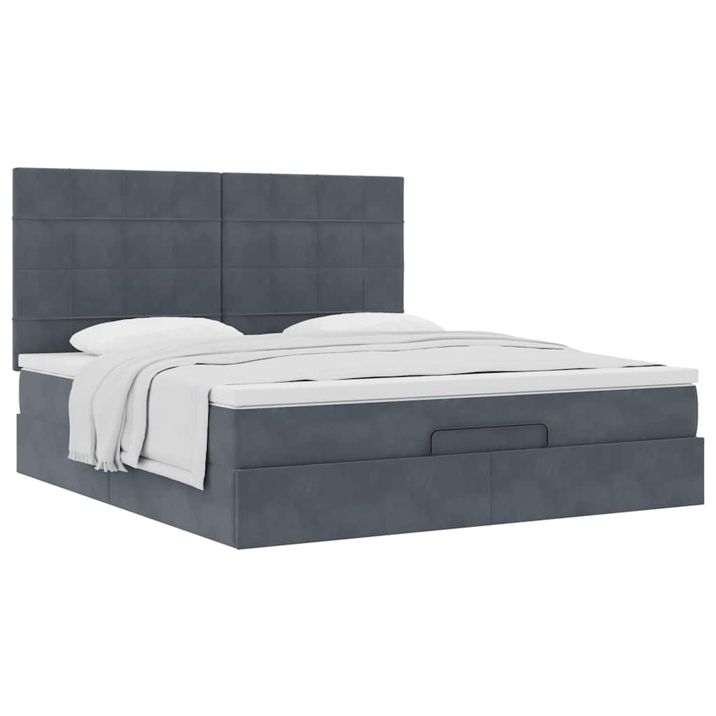 Ottoman bed met matrassen 160x200cm fluweel donkergrijs is nu te koop bij PeponiXL, paradijselijk wonen!