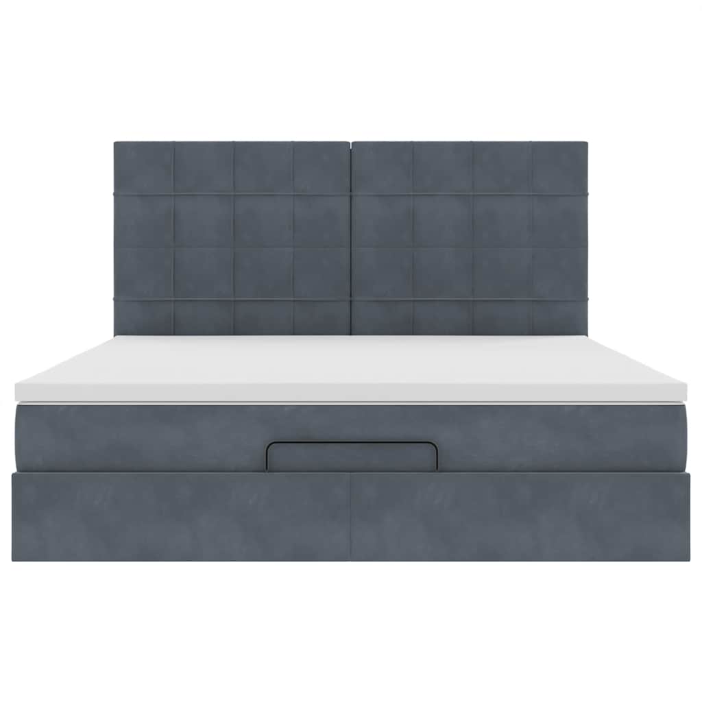 Ottoman bed met matrassen 160x200cm fluweel donkergrijs is nu te koop bij PeponiXL, paradijselijk wonen!
