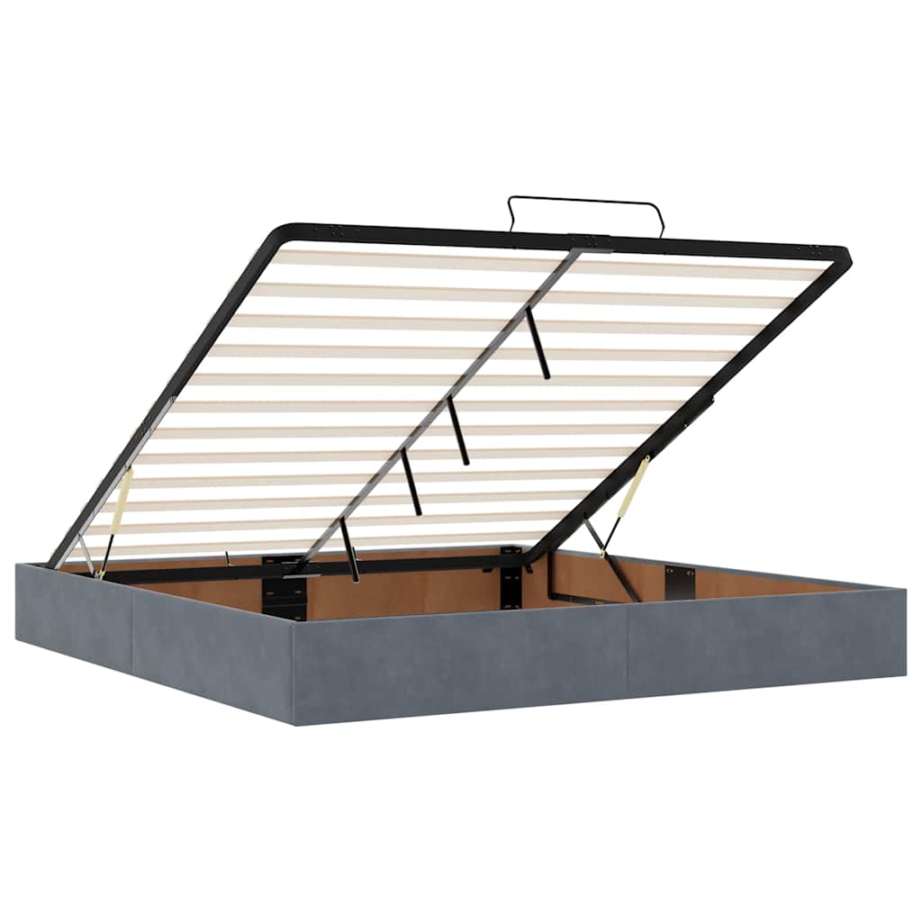 Ottoman bed met matrassen 160x200cm fluweel donkergrijs is nu te koop bij PeponiXL, paradijselijk wonen!