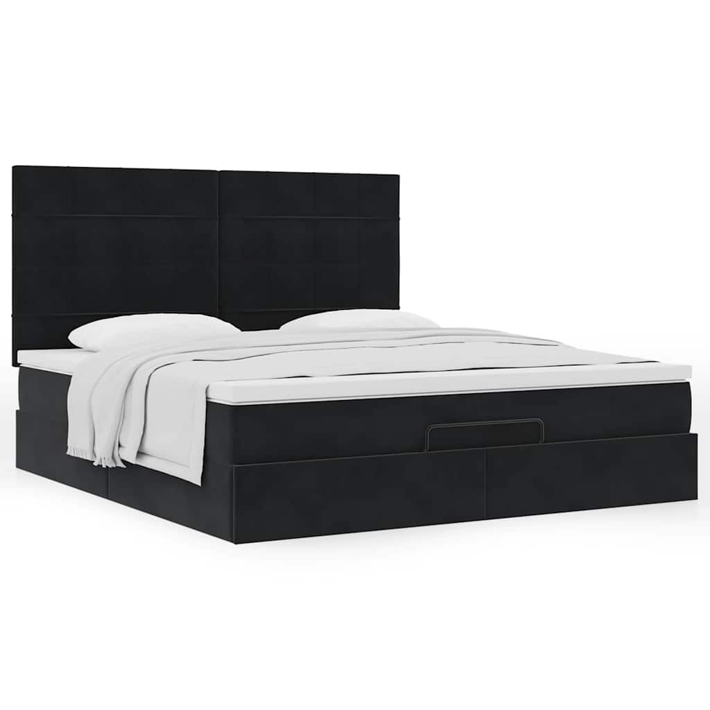 Ottoman bed met matrassen 160x200cm fluweel zwart is nu te koop bij PeponiXL, paradijselijk wonen!
