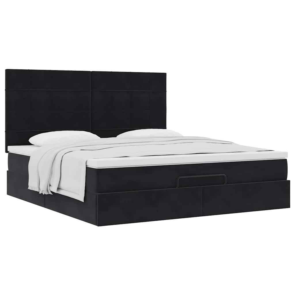 Ottoman bed met matrassen 160x200cm fluweel zwart is nu te koop bij PeponiXL, paradijselijk wonen!
