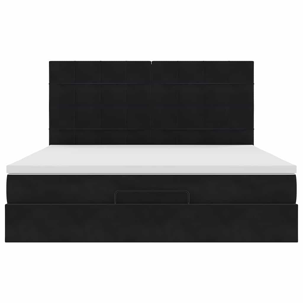 Ottoman bed met matrassen 160x200cm fluweel zwart is nu te koop bij PeponiXL, paradijselijk wonen!