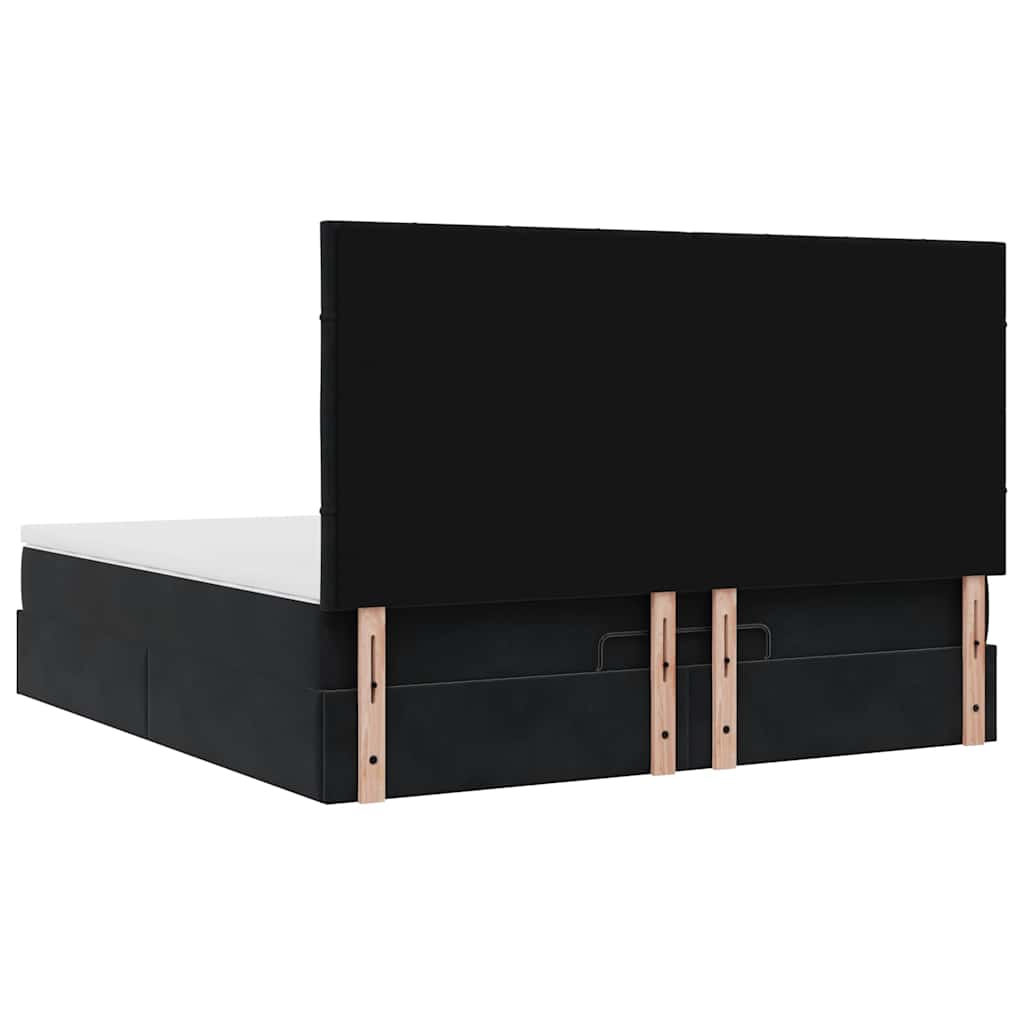 Ottoman bed met matrassen 160x200cm fluweel zwart is nu te koop bij PeponiXL, paradijselijk wonen!