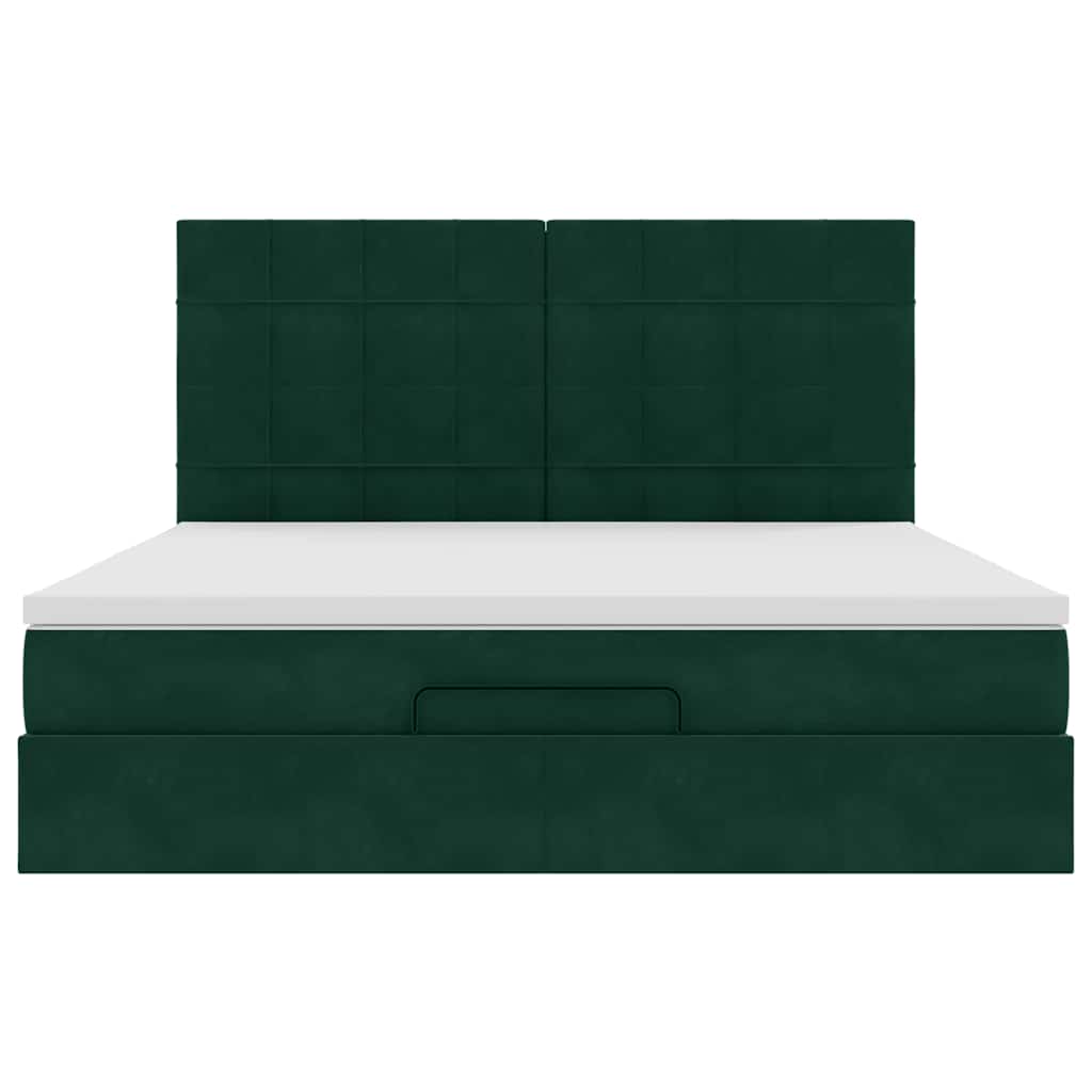 Ottoman bed met matrassen 160x200cm fluweel donkergroen