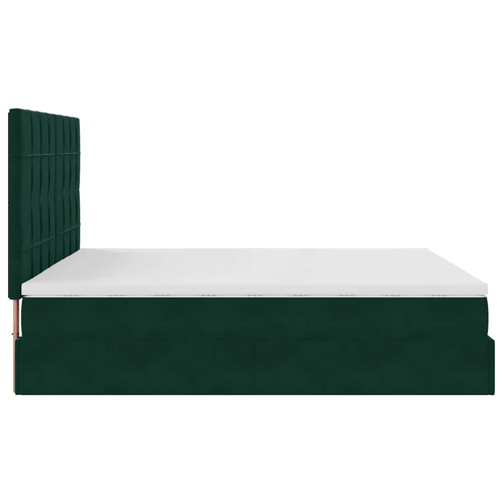 Ottoman bed met matrassen 160x200cm fluweel donkergroen