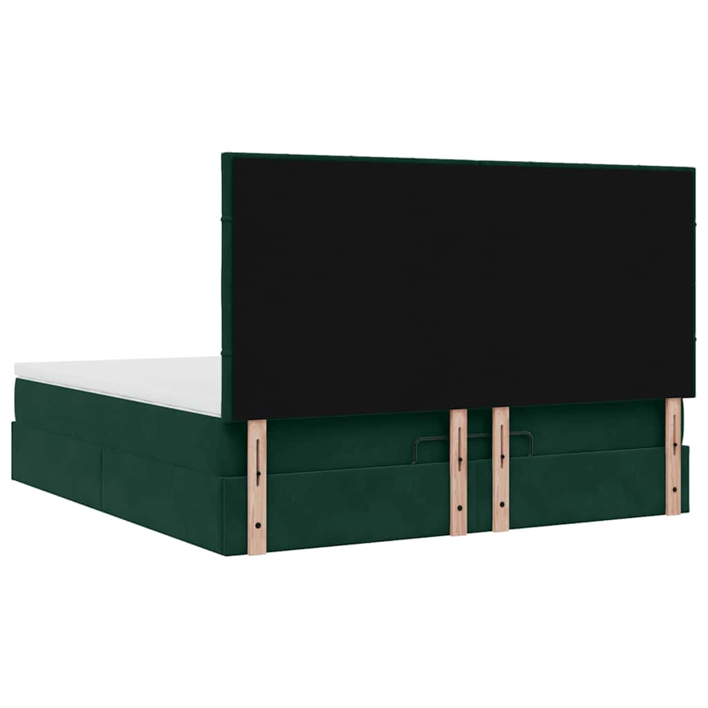 Ottoman bed met matrassen 160x200cm fluweel donkergroen