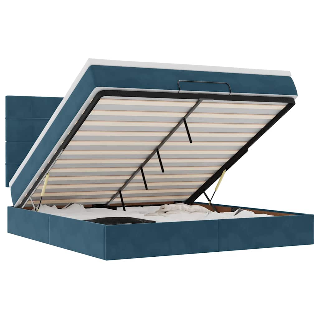 Ottoman bed met matrassen 160x200cm fluweel donkerblauw