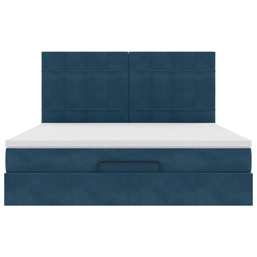 Ottoman bed met matrassen 160x200cm fluweel donkerblauw