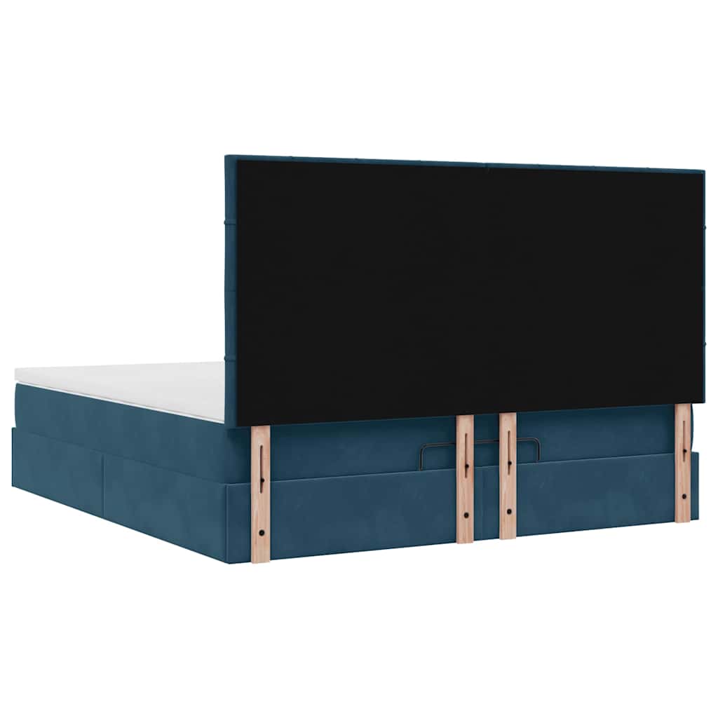 Ottoman bed met matrassen 160x200cm fluweel donkerblauw