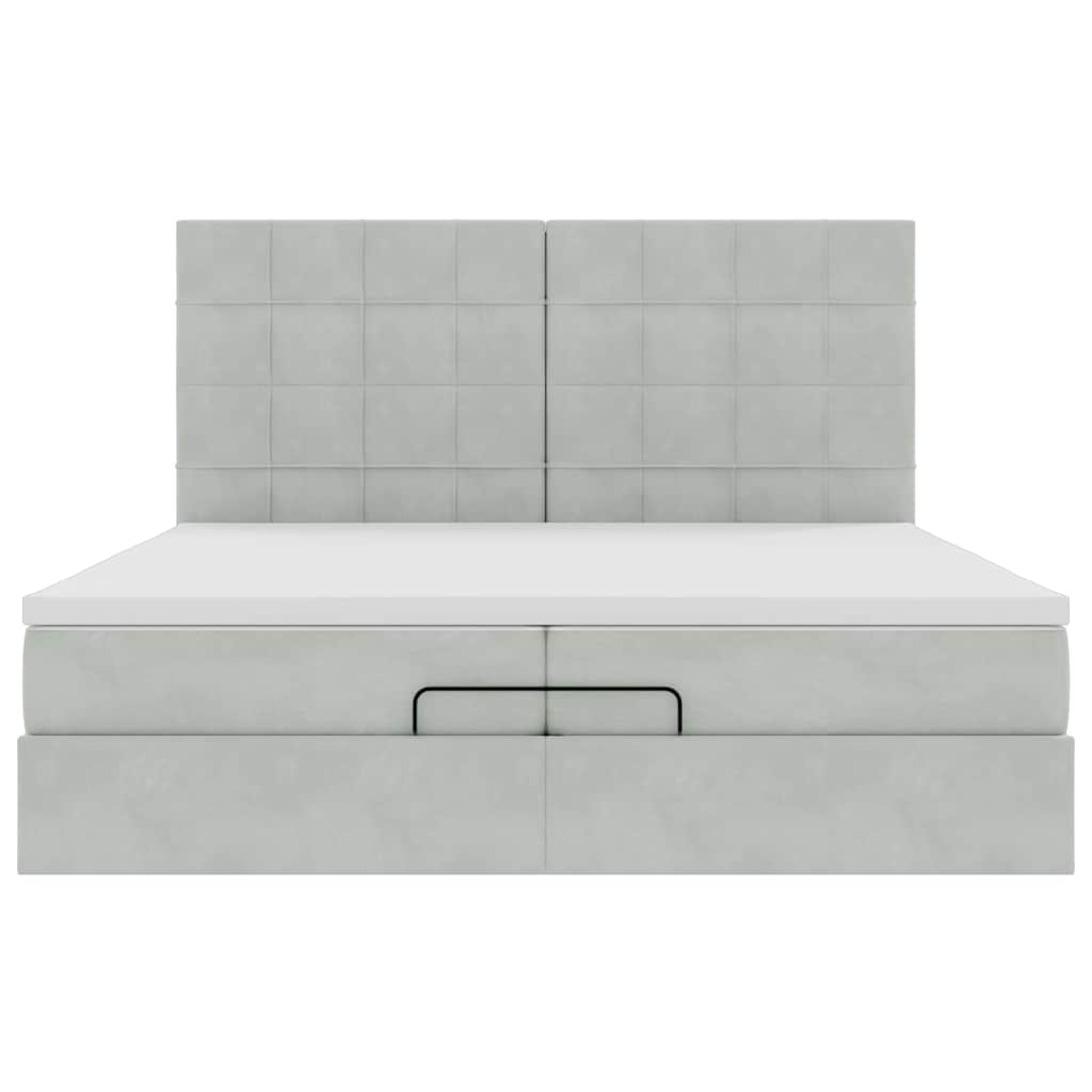 Ottoman bed met matrassen 200x200cm fluweel lichtgrijs is nu te koop bij PeponiXL, paradijselijk wonen!