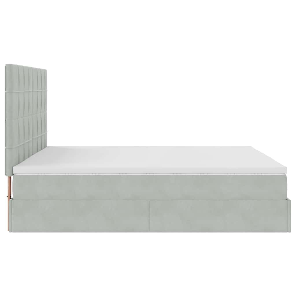 Ottoman bed met matrassen 200x200cm fluweel lichtgrijs is nu te koop bij PeponiXL, paradijselijk wonen!