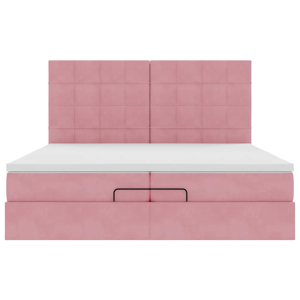Ottoman bed met matrassen 200x200cm fluweel roze is nu te koop bij PeponiXL, paradijselijk wonen!