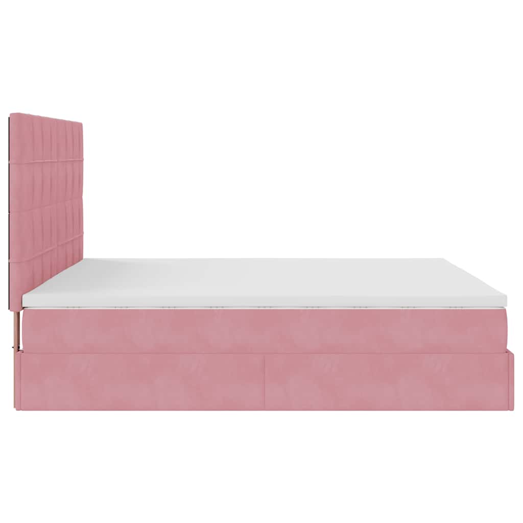 Ottoman bed met matrassen 200x200cm fluweel roze is nu te koop bij PeponiXL, paradijselijk wonen!