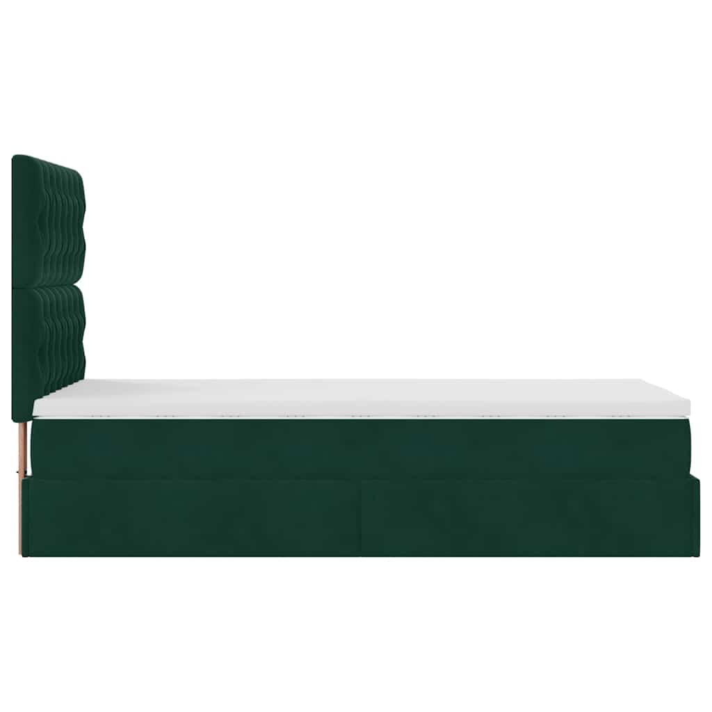 Ottoman bed met matrassen 80x200cm fluweel donkergroen is nu te koop bij PeponiXL, paradijselijk wonen!