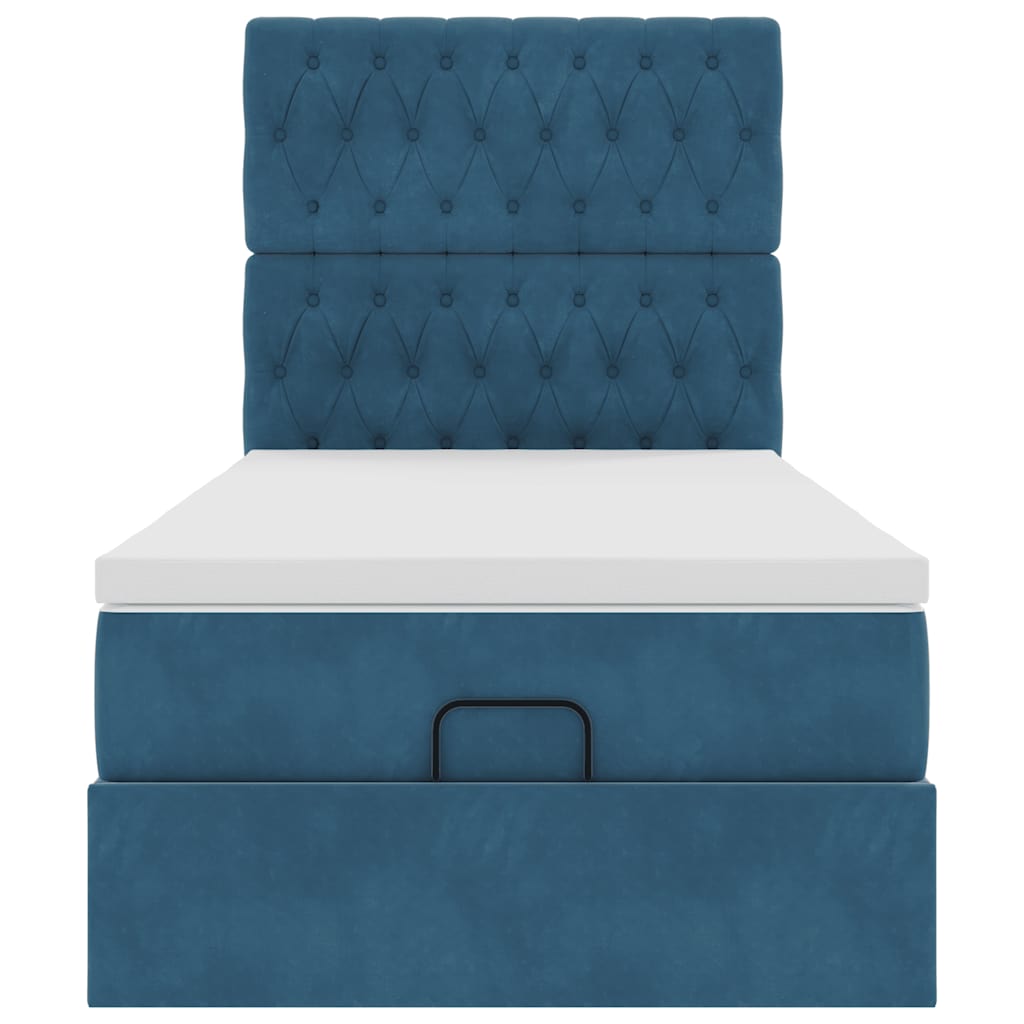 Ottoman bed met matrassen 80x200cm fluweel donkerblauw is nu te koop bij PeponiXL, paradijselijk wonen!