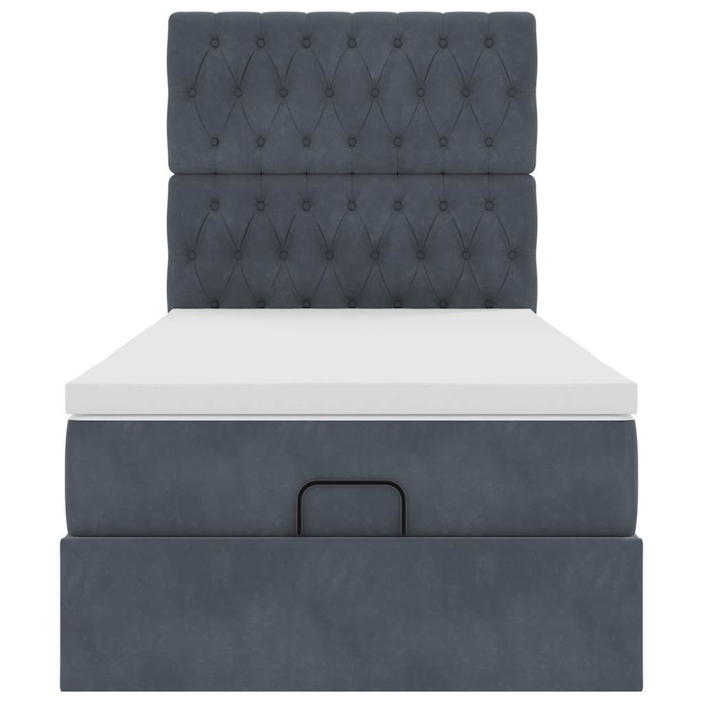 Ottoman bed met matrassen 90x190cm fluweel donkergrijs is nu te koop bij PeponiXL, paradijselijk wonen!
