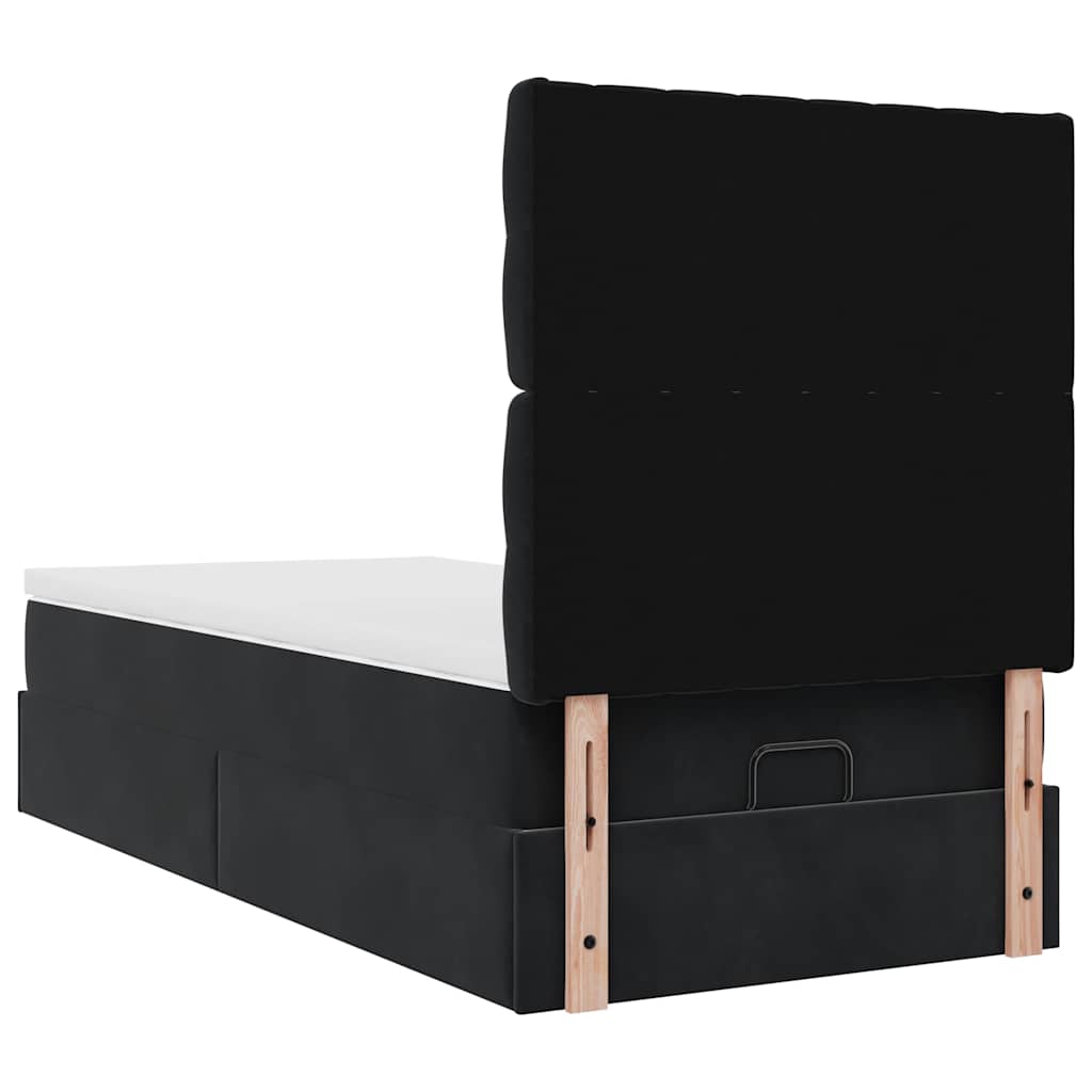 Ottoman bed met matrassen 90x190cm fluweel zwart is nu te koop bij PeponiXL, paradijselijk wonen!