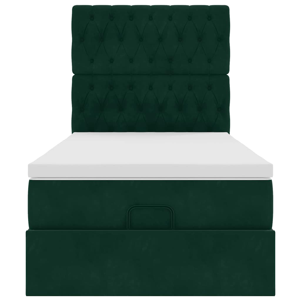 Ottoman bed met matrassen 90x190cm fluweel donkergroen is nu te koop bij PeponiXL, paradijselijk wonen!