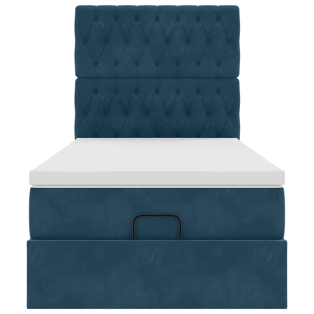Ottoman bed met matrassen 90x190cm fluweel donkerblauw