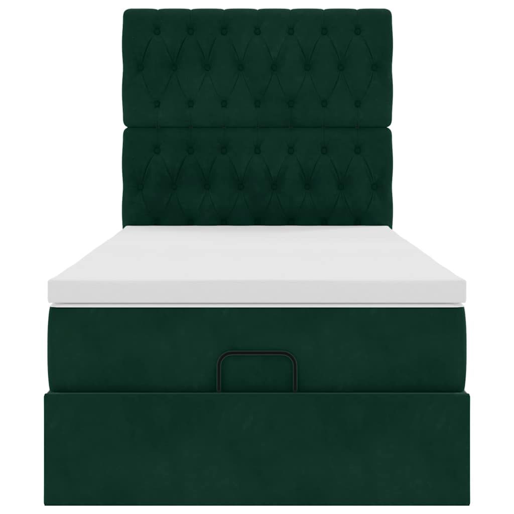 Ottoman bed met matrassen 100x200cm fluweel donkergroen is nu te koop bij PeponiXL, paradijselijk wonen!