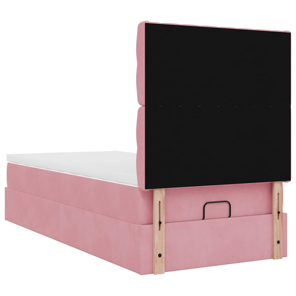 Ottoman bed met matrassen 100x200cm fluweel roze is nu te koop bij PeponiXL, paradijselijk wonen!