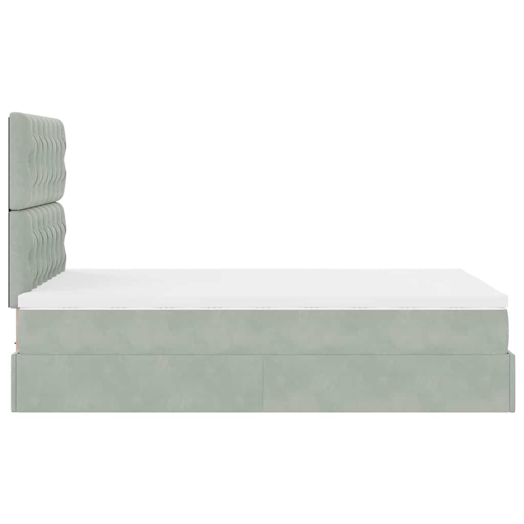 Ottoman bed met matrassen 120x190cm fluweel lichtgrijs is nu te koop bij PeponiXL, paradijselijk wonen!