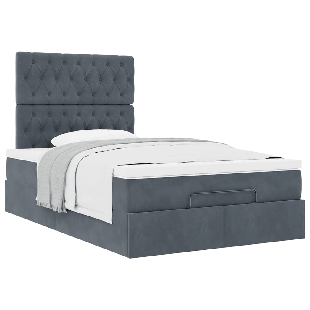 Ottoman bed met matrassen 120x190cm fluweel donkergrijs is nu te koop bij PeponiXL, paradijselijk wonen!