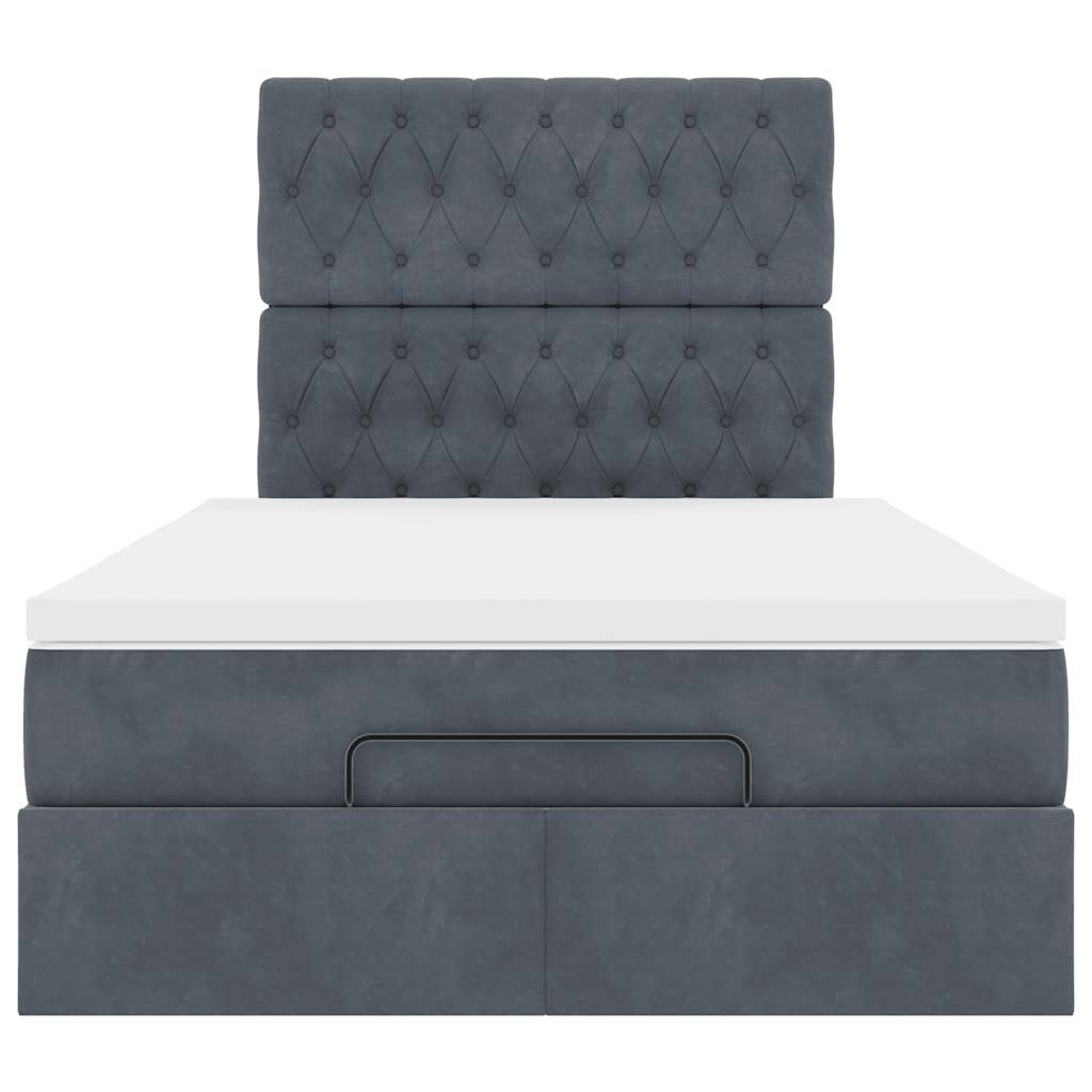 Ottoman bed met matrassen 120x190cm fluweel donkergrijs is nu te koop bij PeponiXL, paradijselijk wonen!