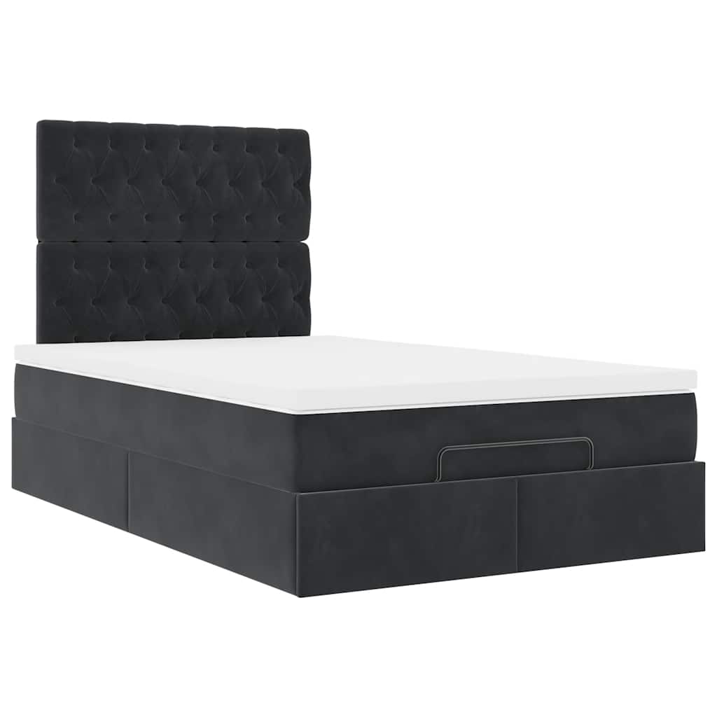 Ottoman bed met matrassen 120x190cm fluweel zwart is nu te koop bij PeponiXL, paradijselijk wonen!