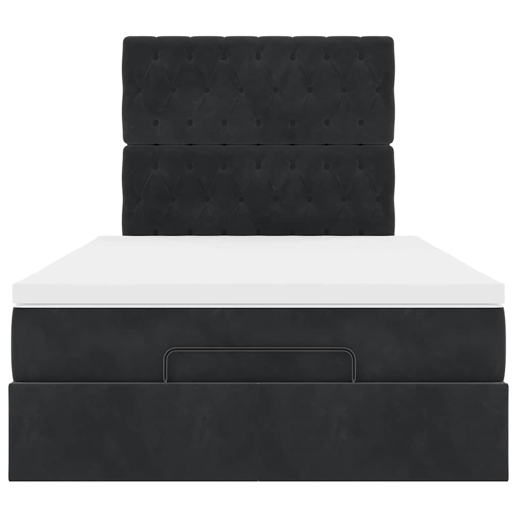 Ottoman bed met matrassen 120x190cm fluweel zwart is nu te koop bij PeponiXL, paradijselijk wonen!