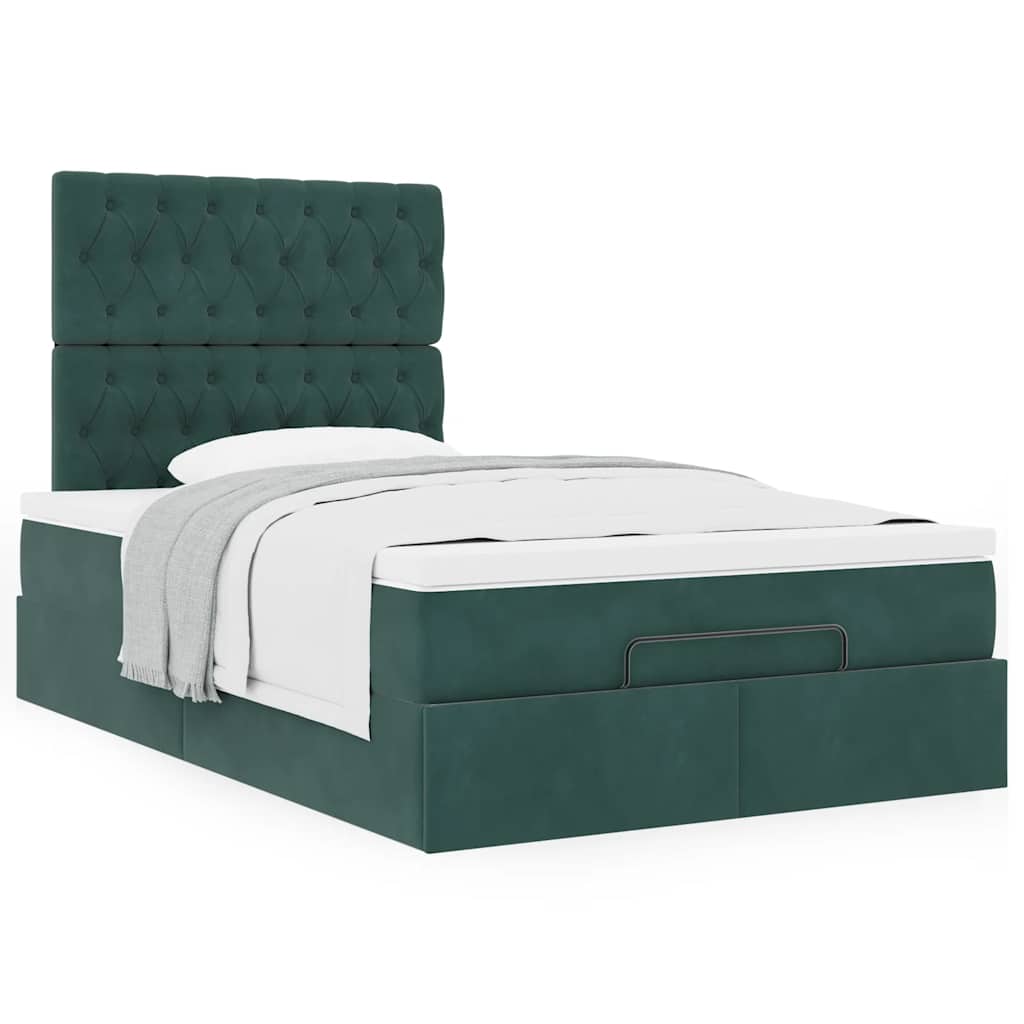 Ottoman bed met matrassen 120x190cm fluweel donkergroen is nu te koop bij PeponiXL, paradijselijk wonen!