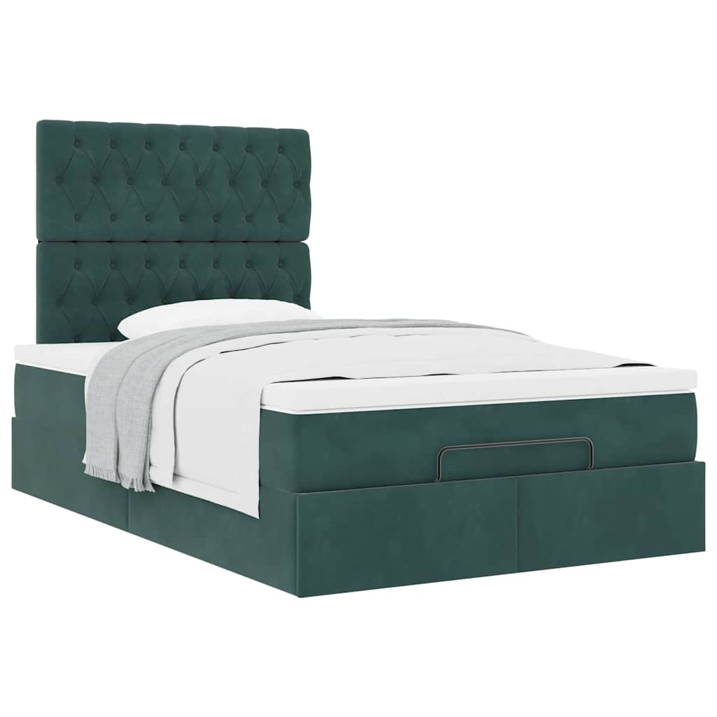 Ottoman bed met matrassen 120x190cm fluweel donkergroen is nu te koop bij PeponiXL, paradijselijk wonen!