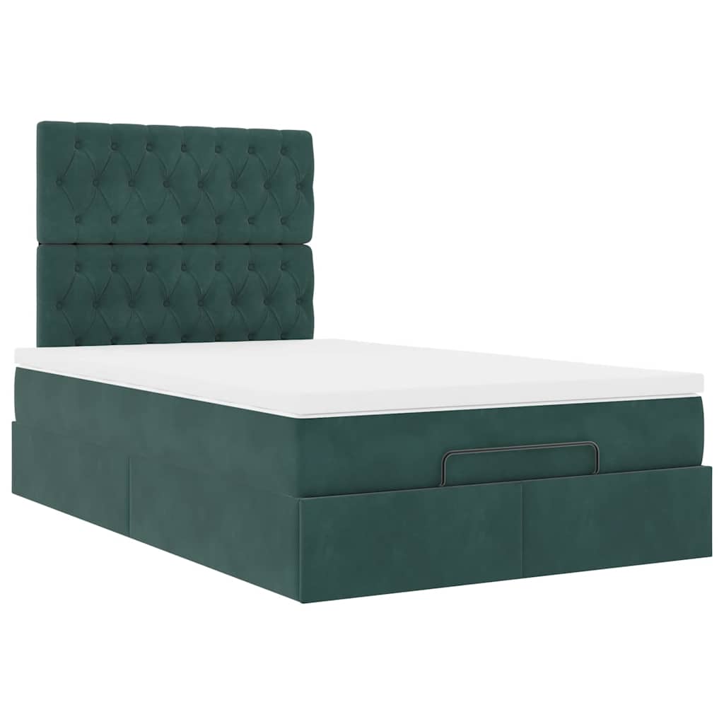 Ottoman bed met matrassen 120x190cm fluweel donkergroen is nu te koop bij PeponiXL, paradijselijk wonen!