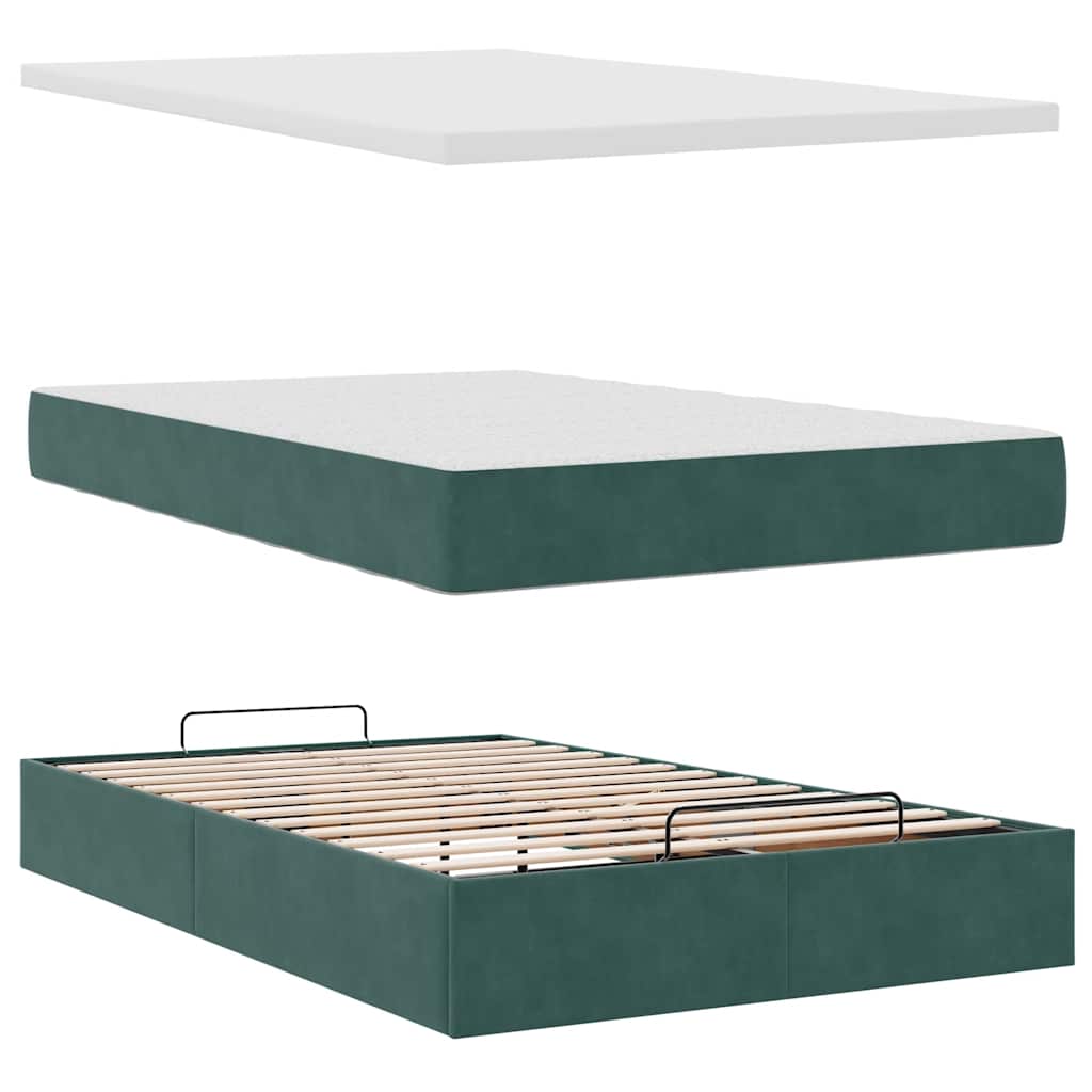 Ottoman bed met matrassen 120x190cm fluweel donkergroen is nu te koop bij PeponiXL, paradijselijk wonen!